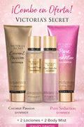 Combo Victoria’s Secret Shimmer – Coconut Passion + Pure Seduction (Loción + Body Mist)