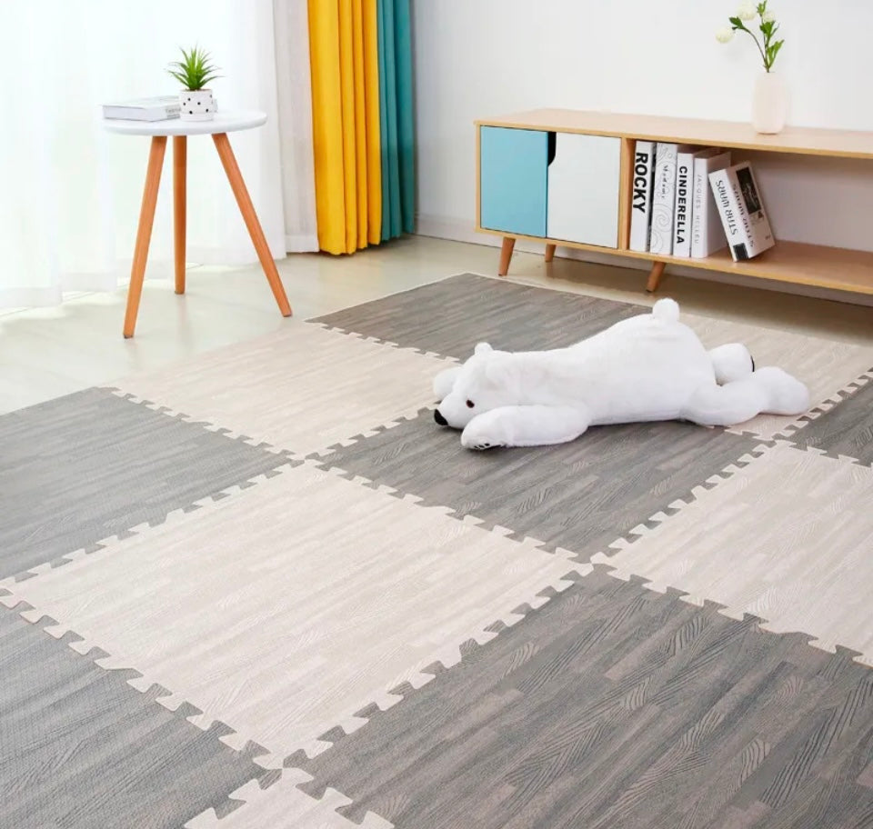 PLACA PISO DE GOMA SÍMIL MADERA 60X60 CRUDO PACK X4