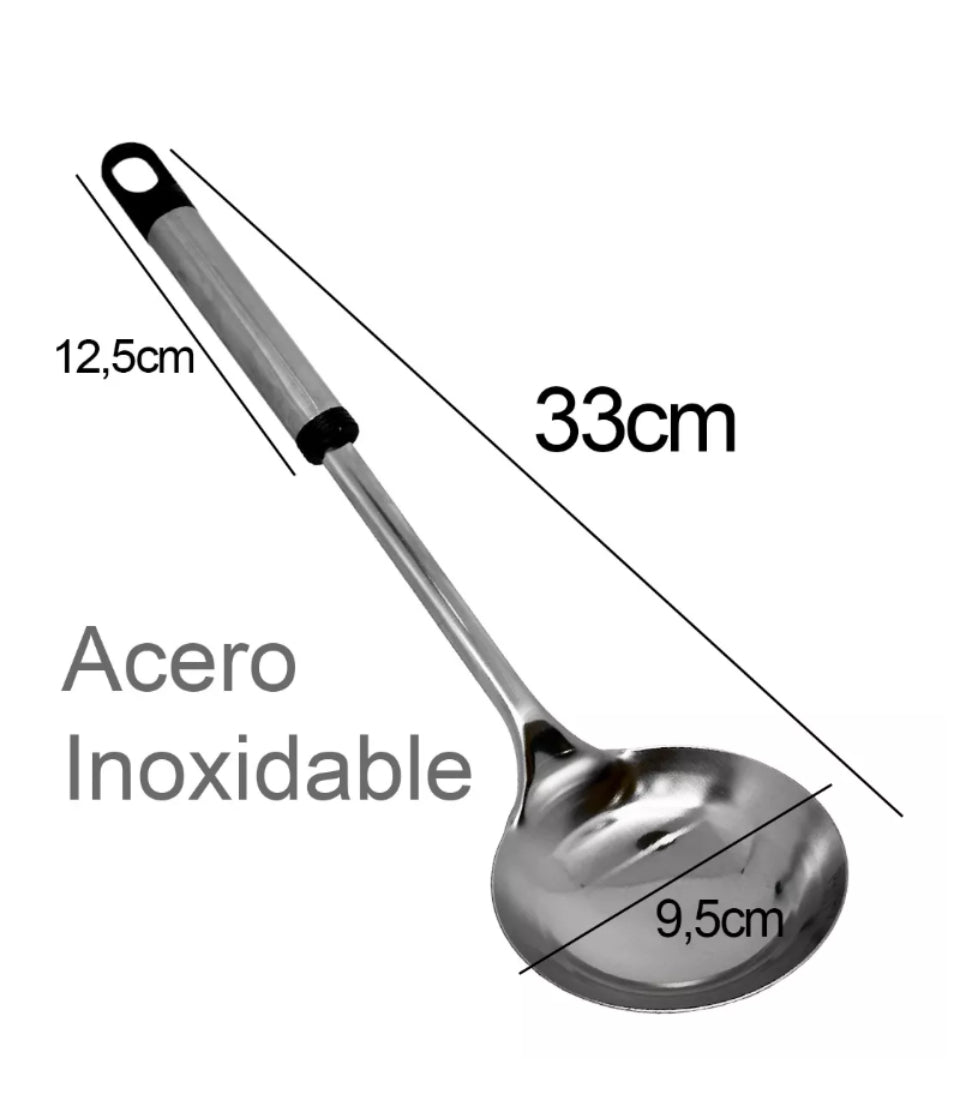 CUCHARON SOPERO DE ACERO INOXIDABLE 33CM-Envío Gratis