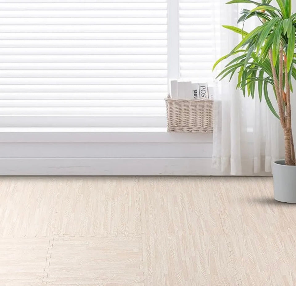 PLACA PISO DE GOMA SÍMIL MADERA 60X60 CRUDO PACK X4