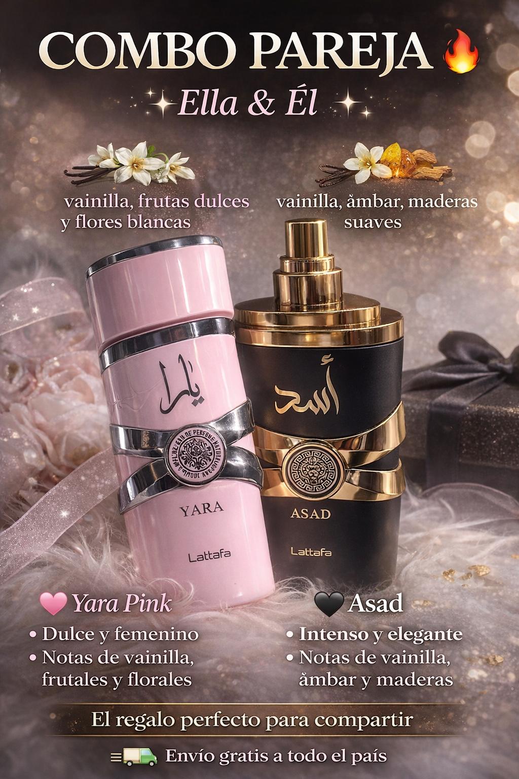 COMBO PAREJA 🔥
✨ Ella & Él ✨
💗 Yara Pink
🖤 Asad
💑 El regalo perfecto para compartir
🚚 Envío gratis a todo el pais